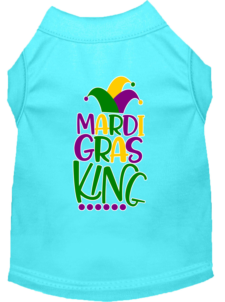 Mardi Gras King Screen Print Mardi Gras Dog Shirt Aqua Med